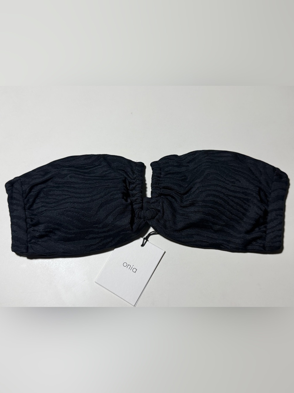 NWT Onia Genevieve Bikini Top - Size Large - Black Zebra Jacquard Bandeau